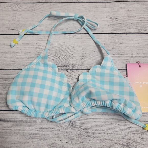 Stoney Clover Lane x Target Bikini Top Blue and White Gingham Size XS (0-2) - Picture 1 of 6